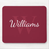 Gepersonaliseerd monogram en naam Burgundy Red Muismat (Voorkant)