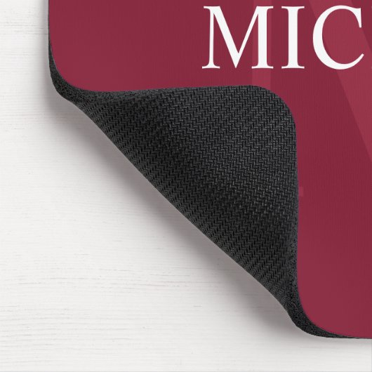 Gepersonaliseerd monogram en naam Burgundy Red Muismat (Hoek)