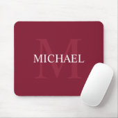 Gepersonaliseerd monogram en naam Burgundy Red Muismat (Met muis)