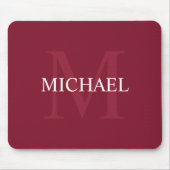 Gepersonaliseerd monogram en naam Burgundy Red Muismat (Voorkant)