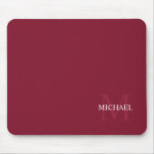 Gepersonaliseerd monogram en naam Burgundy Red Muismat (Voorkant)