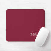 Gepersonaliseerd monogram en naam Burgundy Red Muismat (Met muis)