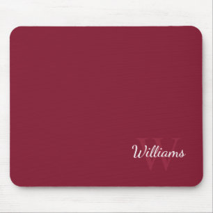 Gepersonaliseerd monogram en naam Burgundy Red Muismat