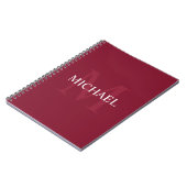 Gepersonaliseerd monogram en naam Burgundy Red Notitieboek (Linkerzijde)