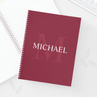 Gepersonaliseerd monogram en naam Burgundy Red