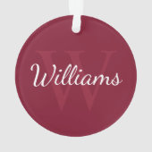 Gepersonaliseerd monogram en naam Burgundy Red Ornament (achterkant)
