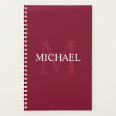 Gepersonaliseerd monogram en naam Burgundy Red Planner (Voorkant)
