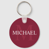Gepersonaliseerd monogram en naam Burgundy Red Sleutelhanger (Voorkant)