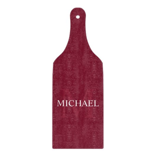 Gepersonaliseerd monogram en naam Burgundy Red Snijplank (Voorkant)