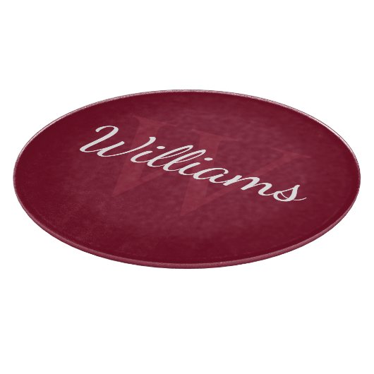 Gepersonaliseerd monogram en naam Burgundy Red Snijplank (Hoek)