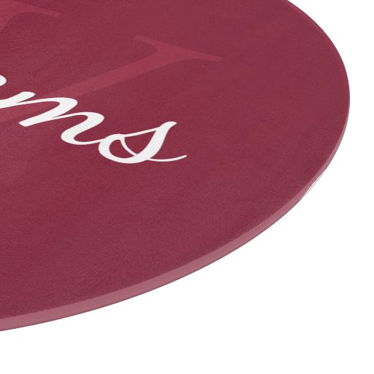 Gepersonaliseerd monogram en naam Burgundy Red Snijplank (Hoek)