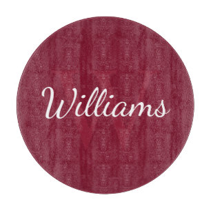 Gepersonaliseerd monogram en naam Burgundy Red Snijplank