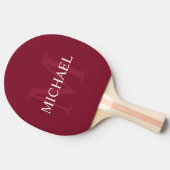 Gepersonaliseerd monogram en naam Burgundy Red Tafeltennisbatje (Zijkant)