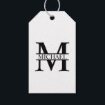 Gepersonaliseerd monogram en naam cadeaulabel<br><div class="desc">Gepersonaliseerde Monogram- en naamcadeaus met gepersonaliseerde monogram en naam in klassieke stijl van het serif lettertype.</div>