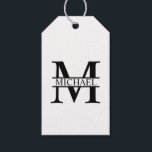 Gepersonaliseerd monogram en naam cadeaulabel<br><div class="desc">Gepersonaliseerde Monogram- en naamcadeaus met gepersonaliseerde monogram en naam in klassieke stijl van het serif lettertype.</div>