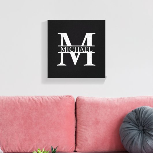 Gepersonaliseerd monogram en naam canvas afdruk (Insitu (Woonkamer))