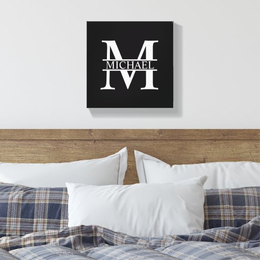 Gepersonaliseerd monogram en naam canvas afdruk (Insitu (Slaapkamer))