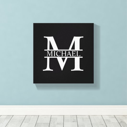 Gepersonaliseerd monogram en naam canvas afdruk (Insitu (Houten vloer))