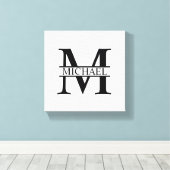 Gepersonaliseerd monogram en naam canvas afdruk (Insitu (Houten vloer))