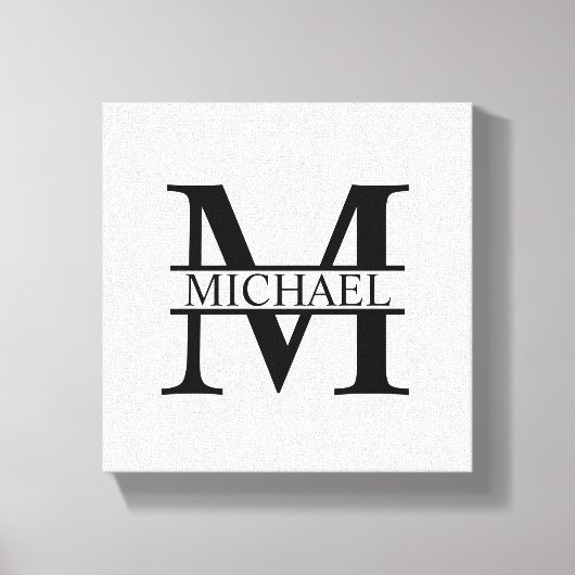 Gepersonaliseerd monogram en naam canvas afdruk (Voorkant)