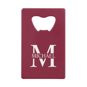 Gepersonaliseerd monogram en naam creditkaart flessenopener