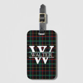 Gepersonaliseerd monogram en naam donkerspellen bagagelabel (Voorkant (verticaal))