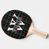 Gepersonaliseerd monogram en naam donkerspellen tafeltennisbatje (Zijkant)
