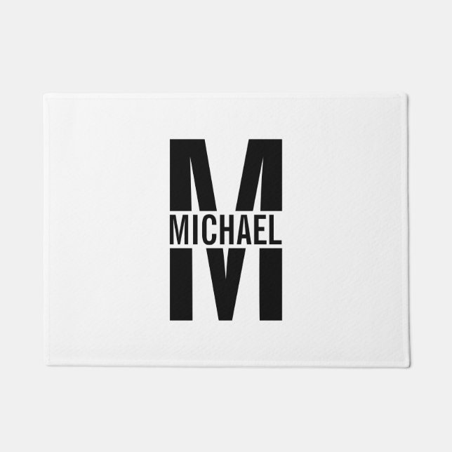 Gepersonaliseerd monogram en naam Doormat Deurmat (Voorkant)