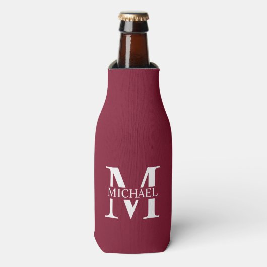 Gepersonaliseerd monogram en naam flesjeskoeler (Fles Voorkant)