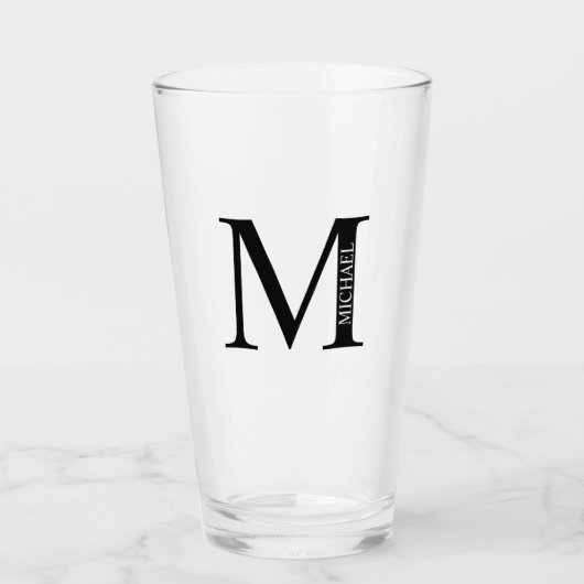 Gepersonaliseerd monogram en naam glas (Voorkant)