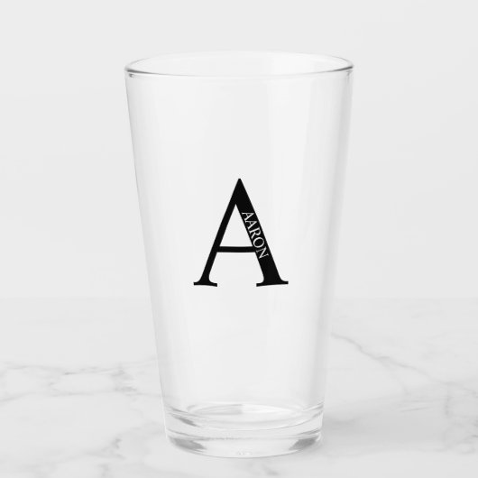 Gepersonaliseerd monogram en naam glas (Voorkant)