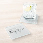 Gepersonaliseerd monogram en naam glazen onderzetter (Schuin)
