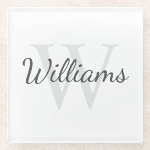 Gepersonaliseerd monogram en naam glazen onderzetter