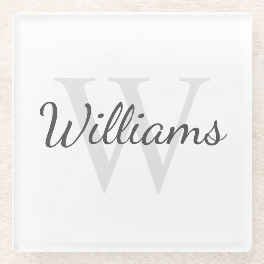 Gepersonaliseerd monogram en naam glazen onderzetter (Voorkant)