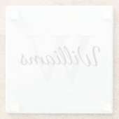 Gepersonaliseerd monogram en naam glazen onderzetter (Achterkant)