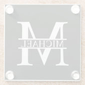 Gepersonaliseerd monogram en naam glazen onderzetter (Achterkant)