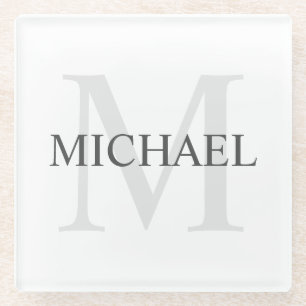 Gepersonaliseerd monogram en naam glazen onderzetter