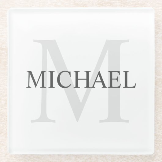 Gepersonaliseerd monogram en naam glazen onderzetter (Voorkant)