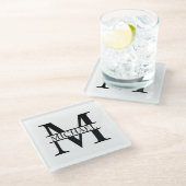 Gepersonaliseerd monogram en naam glazen onderzetter (Schuin)