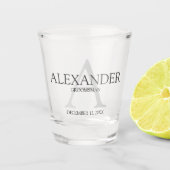 Gepersonaliseerd Monogram en Naam Groomsman Shot Glas (Voorkant)