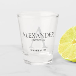 Gepersonaliseerd Monogram en Naam Groomsman Shot Glas