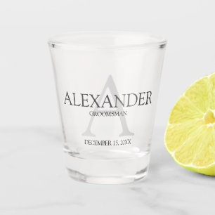Gepersonaliseerd Monogram en Naam Groomsman Shot Glas