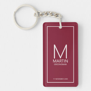 Gepersonaliseerd Monogram en Naam Groomsmen Sleutelhanger