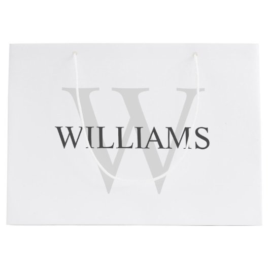 Gepersonaliseerd monogram en naam groot cadeauzakje (Voorkant)