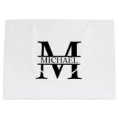 Gepersonaliseerd monogram en naam groot cadeauzakje (Voorkant)