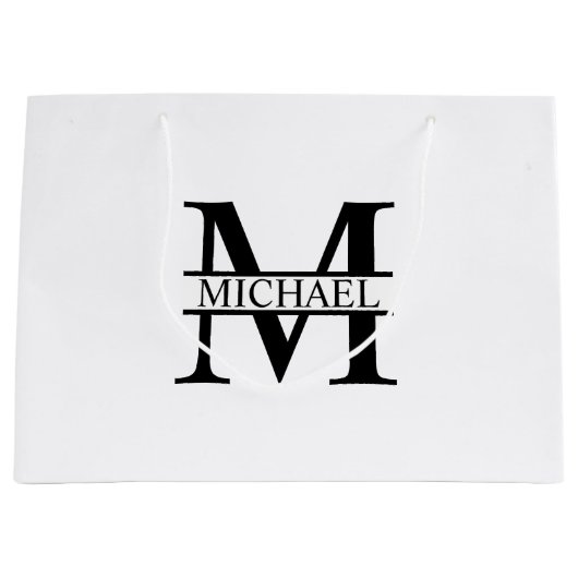 Gepersonaliseerd monogram en naam groot cadeauzakje (Voorkant)