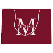 Gepersonaliseerd monogram en naam groot cadeauzakje (Voorkant)