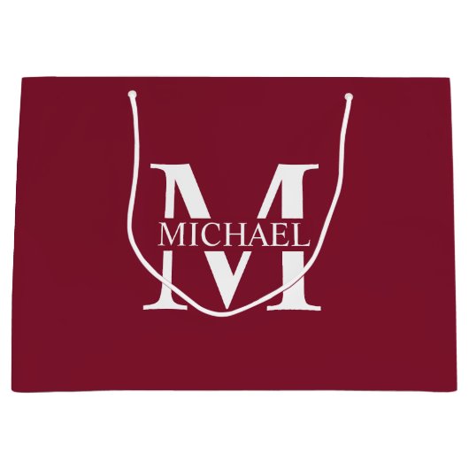 Gepersonaliseerd monogram en naam groot cadeauzakje (Voorkant)