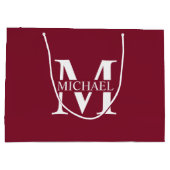 Gepersonaliseerd monogram en naam groot cadeauzakje (Achterkant)