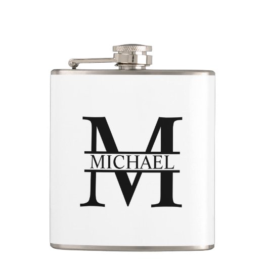 Gepersonaliseerd monogram en naam heupfles (Voorkant)